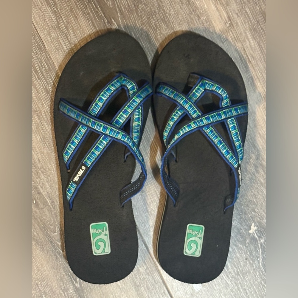 Teva Blue and Black Strappy Sandals